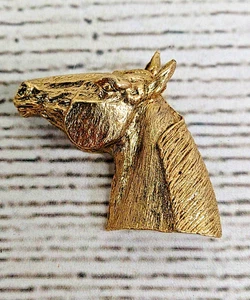 Broche broche busto cabeza caballo tono dorado firmado PARA de colección - Imagen 1 de 6