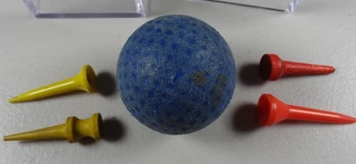 ANTIGUA BOLA DE GOLF VINTAGE AZUL 4 CAMISETAS DE GOLF VINTAGE CAJA DE EXHIBICIÓN Foto 1 de 4