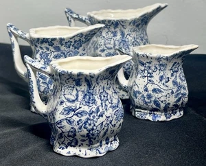 4 Rare Vintage Enesco Blue Floral Chintz Measuring Cup/pitcher Set - Picture 1 of 10