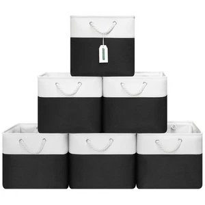 Cubos de almacenamiento de 13x13 pulgadas con fondo de cartón reforzado, paquete de 6 grandes C... - Imagen 1 de 9