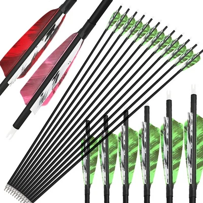 28" 30" 31" Archery Carbon Arrow SP500 4" Shield Natural Feather Bow Shooting - Image 1 of 4