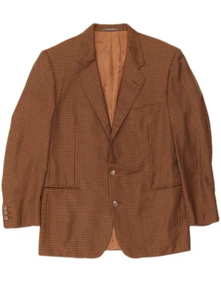 TRUSSARDI Mens 2 Button Blazer Jacket IT 48 Medium Brown Gingham ZR09 - Image 1 of 3