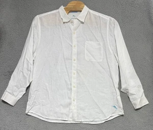 Camisa Tommy Bahama blanca lisa 100 % lino abotonada para hombre talla XXL - Imagen 1 de 8