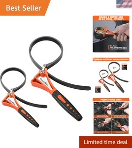Juego de llaves de correa Comfort Grip de 2 piezas para filtros de aceite y frascos - Diseño duradero - Imagen 1 de 8
