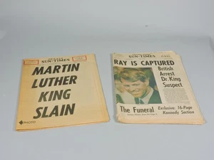 Vintage Martin Luther King erschlagen Chicago Sun-Times Zeitung - Ray gefangen - Bild 1 von 2