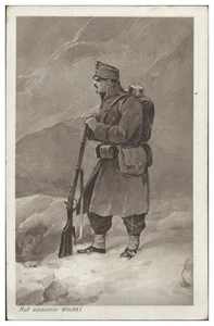 Y1478/  Auf einsamer Wacht österr. Soldat  1. Weltkrieg AK  - Bild 1 von 2
