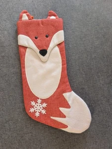 Christmas Santa Boot Fawn Stocking Seasonal Decor Or Craft Accent Fox Orange Red - Picture 1 of 9