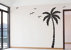 Palm Tree Decal Sticker Seagulls Birds Beach Tropical Nursery Theme - Picture 1 of 5