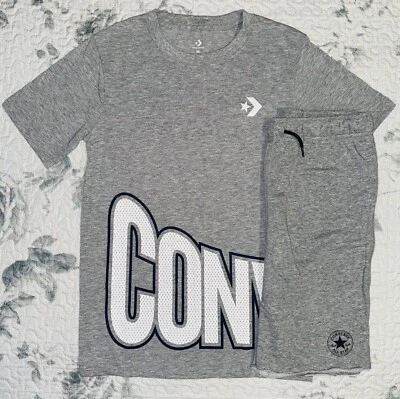 Мальчики Converse все звезды серый/темно-синий футболка и шорты для бега комплект Sz/M (10-12) - Изображение 1 из 4