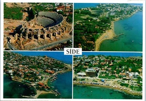 4 Sides of the City of Side, Turkey Multiview Postcard - Picture 1 of 2