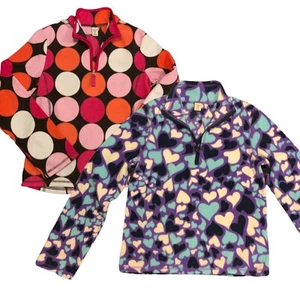 (2) Girl’s Sz XL (14) OLD NAVY Polar Fleece 1/4 Zip Pullovers EUC Hearts, Dots - Picture 1 of 11
