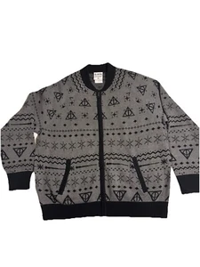 Torrid 1 Harry Potter I'd Rather Stay At Hogwarts Fair Isle Bomber Sweater Zip - Picture 1 of 13