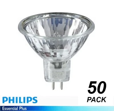 50 x PHILIPS 12V 35W MR16 Gu5.3 Halogen Light Lamp Globes Bulbs Wide Beam 60D - Image 1 of 2