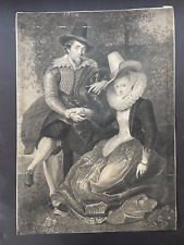 Large 1796 Carl Hess Engraving of Rubens and Wife Based on 1609 Rubens Painting