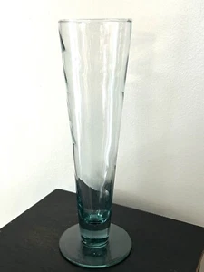 Hand Blown Glass 14 oz Green Pilsner Glass - 9 1/2" Tall - Picture 1 of 5
