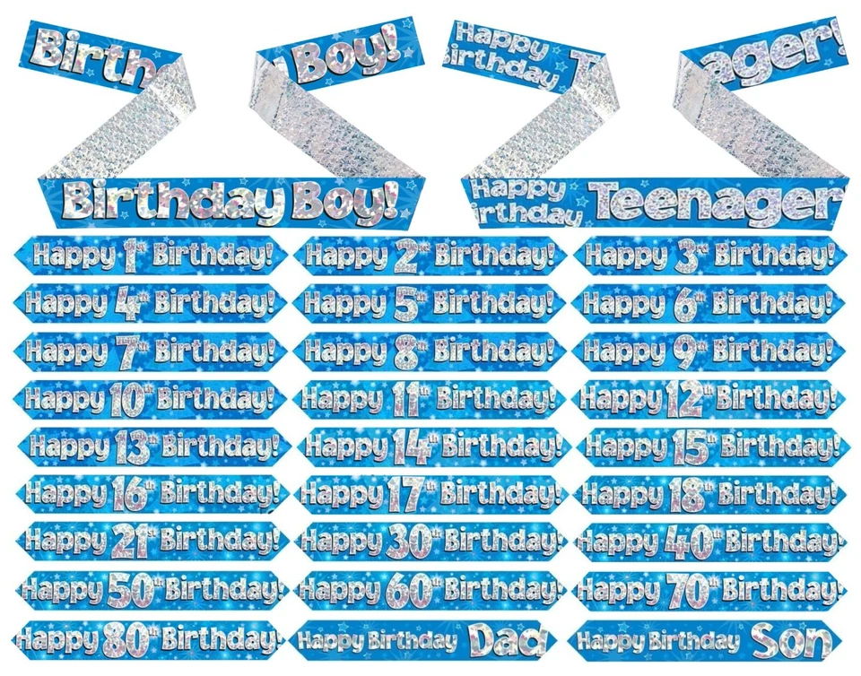 Birthday Party 9ft Holographic Foil Banner Boy Decorations Celebration Balloons - Image 1 of 1