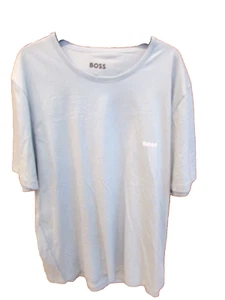 Hugo Boss Mens XXL Pullover T-Shirt Logo Light Blue Round Neck - Picture 1 of 5