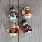 Set Of 4 Glass Snowman Ornaments French, Chinese, Russian World Multi-Culture
