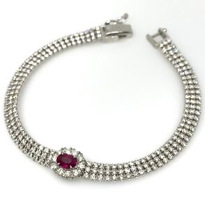 Estate Oval Ruby and Diamond Bracelet in Platinum -- HM2215AV