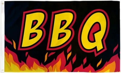 BBQ (Black) 3x5ft Poly Flag for BBQ Pit, Restaurants, Food Trucks, Fairs - Image 1 of 3