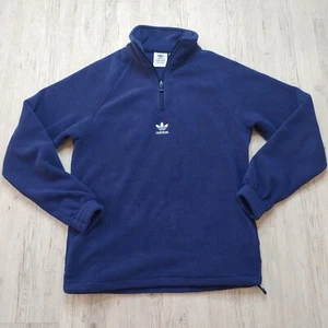 Adidas Originals Quarter Zip Fleece Pullover Sweatshirt Drawcord Hem XS Blue - Picture 1 of 11