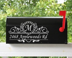 Set of 2- 11"x5.75" Custom Mailbox Decals Sticker Initial & Street Many Fonts 09 - Picture 1 of 2
