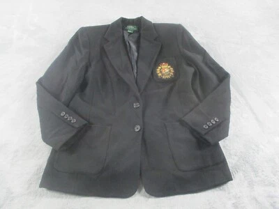 Chaqueta negra vintage Lauren Ralph Lauren para mujer parche de 12 escudos 2 botones delanteros Foto 1 de 4