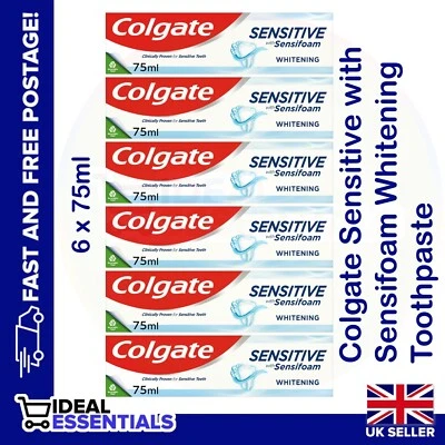 Colgate Sensitive with Sensifoam Whitening Toothpaste 75ml (6 pack) - Image 1 of 4