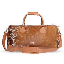 Real Hair on Hide Cow Leather Travel Luggage Weekender Duffle Bag CC07