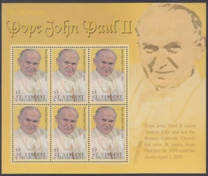 ST VINCENT Sc #3453 CPL MNH HOJA DE 6 - PAPA JUAN PAUL II - Imagen 1 de 1