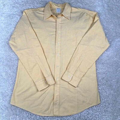 Brooks Brother Shirt Mens 35/17.5 Yellow OPS Button Down Vintage USA Made - Image 1 of 4
