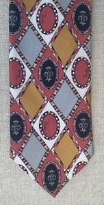 Emilio Pucci Silk Tie Geometric Check Ocher Gray Black Made In Italy 3.5"x 59" - Picture 1 of 14