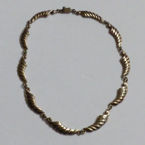 VTG Hand made Sterling Silver ribbed link Necklace 16.75"L - Picture 1 of 8