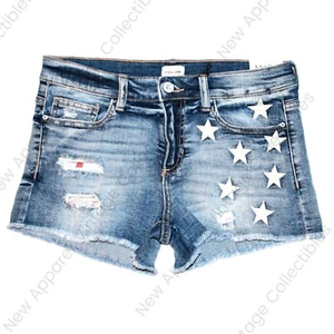 Damen Sneek Peek Distressed Americana Jeansshorts, 3" Denim Shortie, Hot Pants - Bild 1 von 5