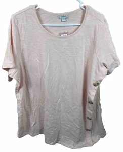 Avenue Blouse Womens Sz 18/20 Salmon Pink Short Sleeve Shirt Buttons Cotton New - Picture 1 of 7