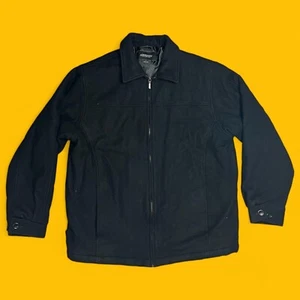 Aberdeen Collection Wool Coat Men's Size Large Black Bomber Jacket - Picture 1 of 6