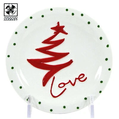 MWW Market RETRO HOLIDAY - LOVE 4.5" Mini Plato Lunares Verdes Árbol Rojo en Relieve Foto 1 de 4