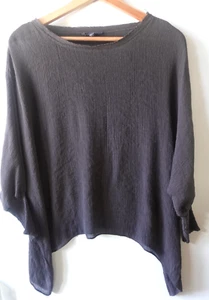 Grade & Gather Womens Top S/M Gray Lightweight Gauze Lagenlook Coastal Beachy - Picture 1 of 9