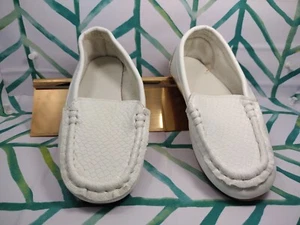 Toddler Boy  White Loafer Dress Casual Slip On Shoes Soft Boat Fish Scale SZ 11 - Picture 1 of 8