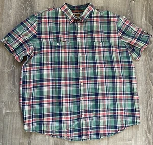Foundry Button Up Shirt Mens Size 2XLT Plaid Green Blue Red 100% Cotton - Picture 1 of 10