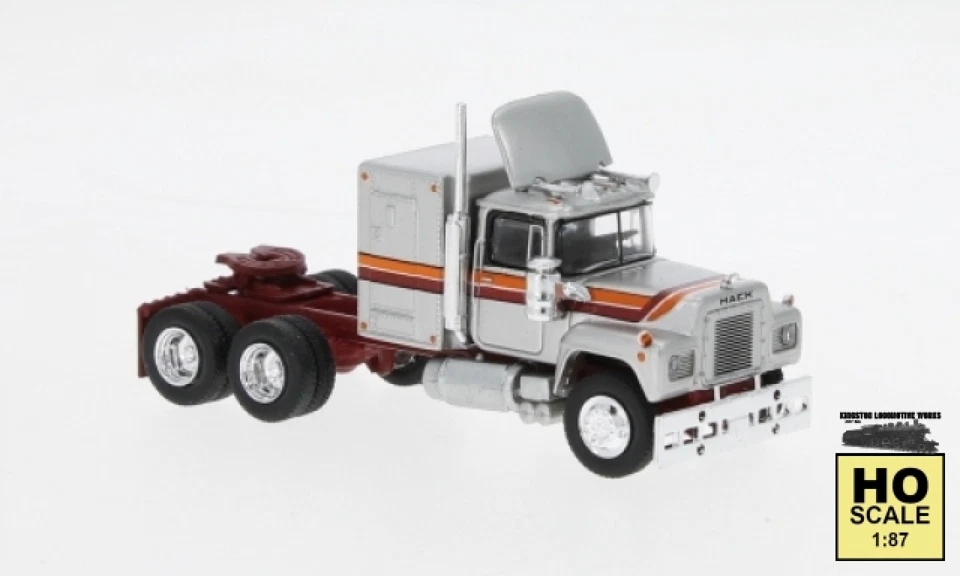 Brekina 85806 HO 1:87 Mack RS 700, Metallic Silver / Dark Red, 1966 - Image 1 of 1