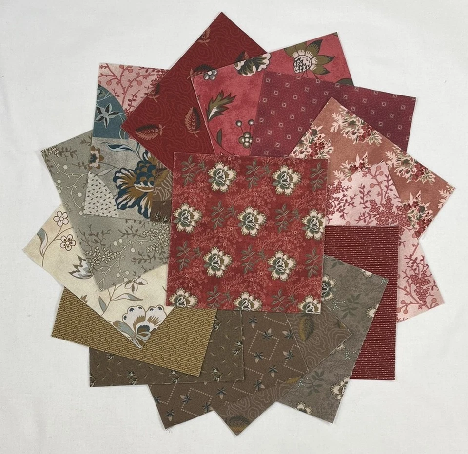 Garden Tale ~ 42 10" Squares, Layer Cake ~ Windham Fabrics ~ Red, Brown, Floral - Image 1 of 4