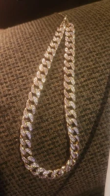 Park Lane Cuban Link Rhinestone Necklace 9' Drop 3' Extender Gold Tome - Image 1 of 4