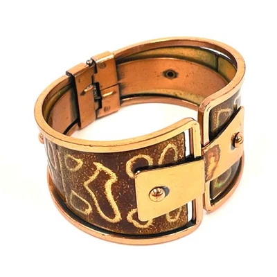 Brazalete Brazalete Matisse Vintage MCM Cobre Bisagras con Esmalte Estampado Marrón Foto 1 de 4