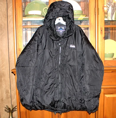 Vint FIRST DOWN Hooded Puffer Jacket Mens Sz-XXL (2X) Black 1990's Down Feathers - Image 1 of 4