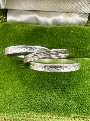 3 De colección Delicados Anillos MILOR Italia Corte Diamante Esterlina Banda Apilable Talla 6 Foto 1 de 4