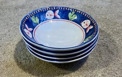 Nuevo VIETRI Melamina Campagna Pesce Pasta Bowl - Juego de 4 Foto 1 de 3