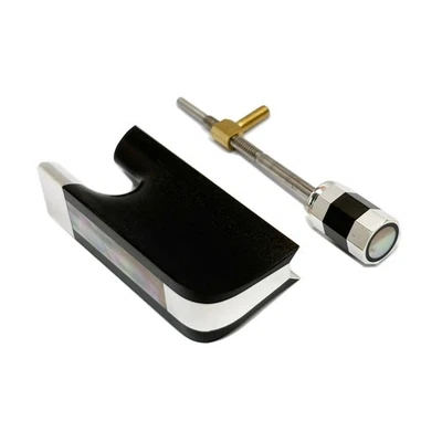 4/4 Cello Bow Ebony Frog Blank without Eyes Inlaid Silver Fitting Frog Button - Image 1 of 4