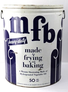 Vintage MFB Schwerlast Verkürzung 50 Pfund Blechdose Deckel Wesson & Snowdrift Co 12"x 15" - Bild 1 von 10