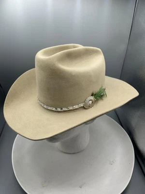 Stetson шляпа ковбой размер 7 резинке 4 X 70-х 80-х мужской бежевый бобр Concho группы - Изображение 1 из 4